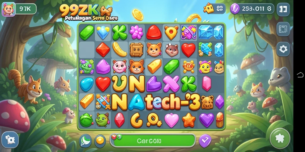 Tangkapan layar dari gameplay seru 99ZK dalam kategori Match-3.