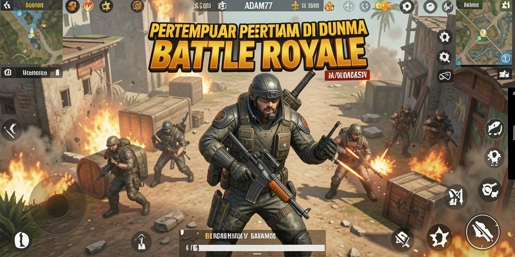 Gameplay seru dan mendebarkan di ADAM77 Battle Royale.