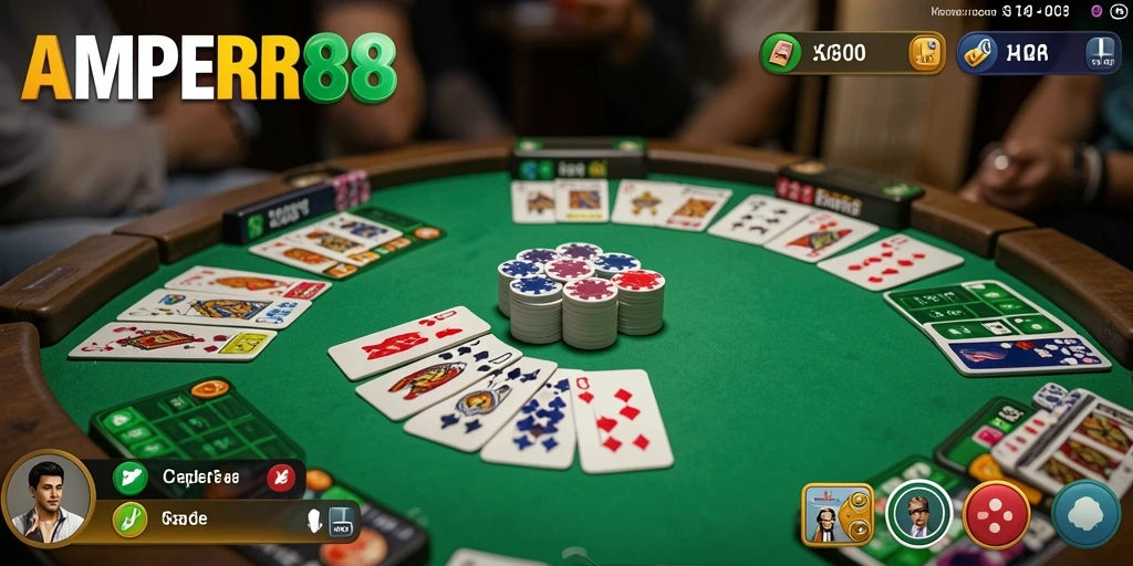 Tampilan gameplay seru dan interaktif dari AMPER88 Gaple.