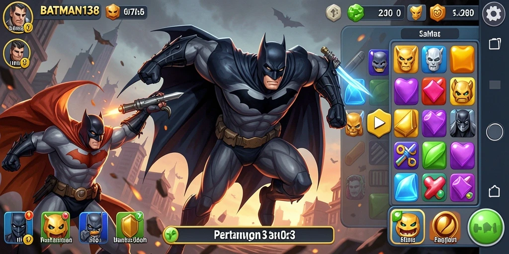 Tampilan gameplay seru dalam <strong>BATMAN138</strong> dengan permata berwarna-warni.