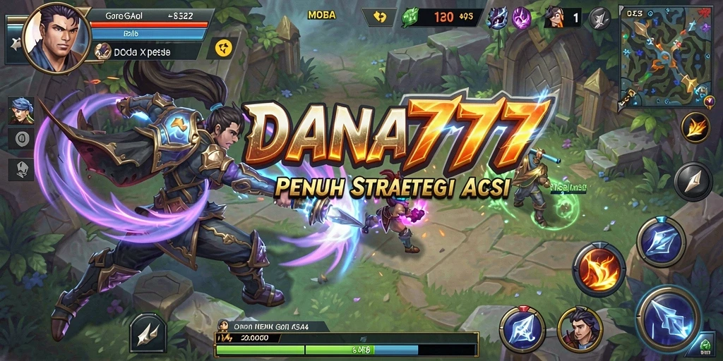 Tampilan aksi seru dalam gameplay DANA777 MOBA.