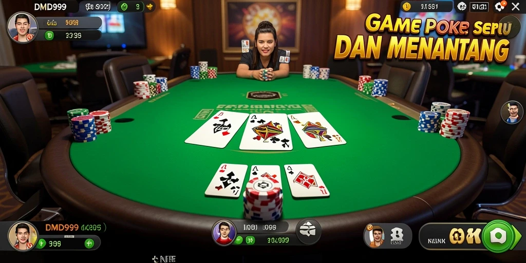 Gameplay seru DMD999 dalam permainan Poker yang mendebarkan.