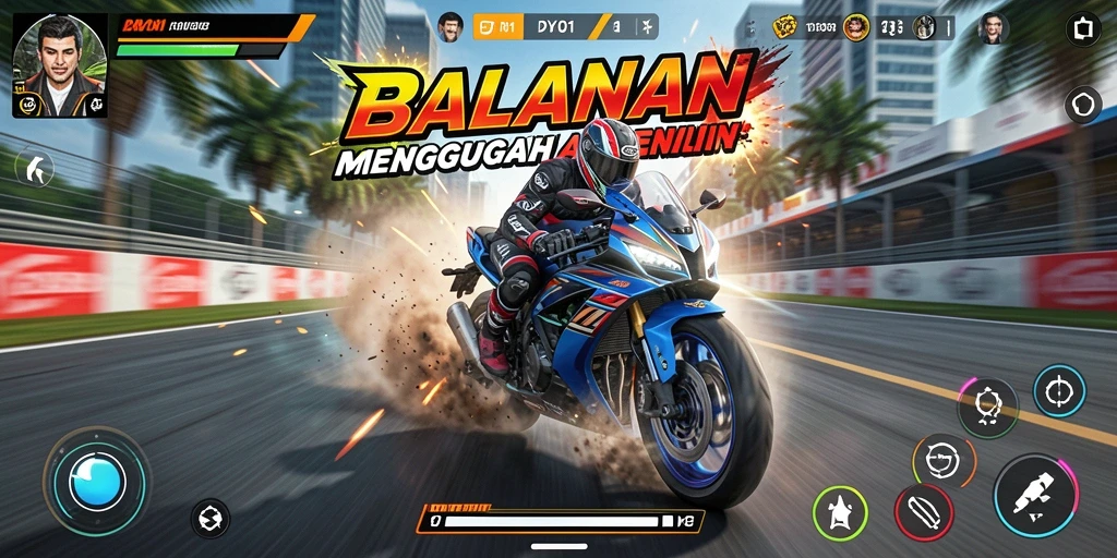 Gameplay seru balapan motor di DY01 dengan trek menantang.
