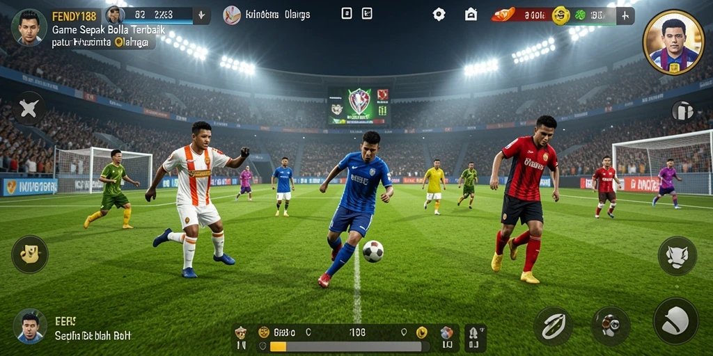 Tampilan gameplay seru dari FENDY188 saat pertandingan sepak bola.