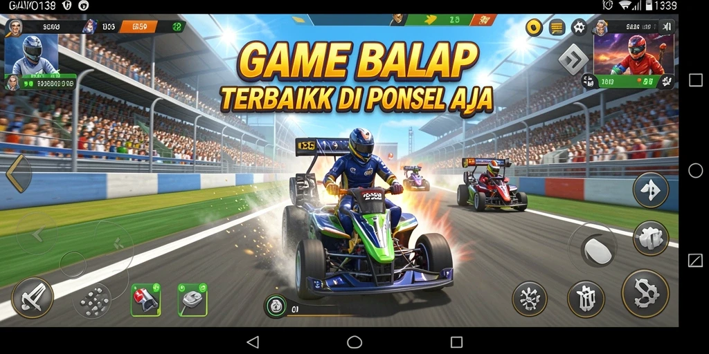 Screenshot GAYO138 menampilkan aksi balap yang mendebarkan.