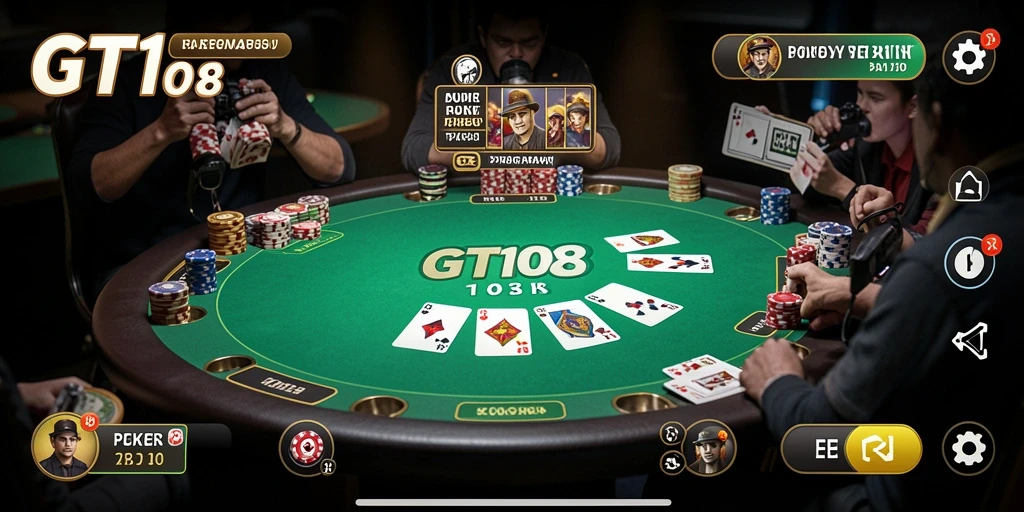 Tampilan menarik dari gameplay Poker di GT108.
