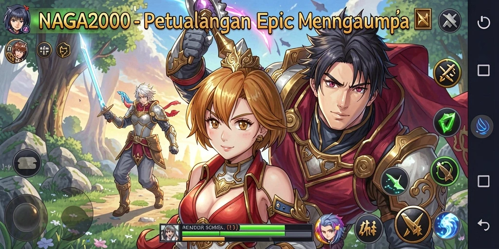 Screenshot gameplay NAGA2000 dengan karakter Anime yang mengagumkan.