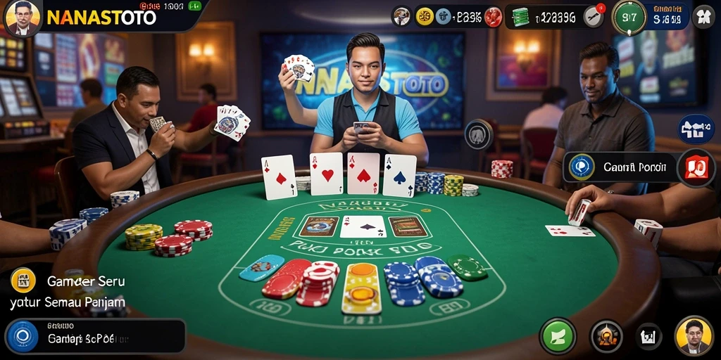 Screenshot NANASTOTO menampilkan aksi permainan Poker yang seru.