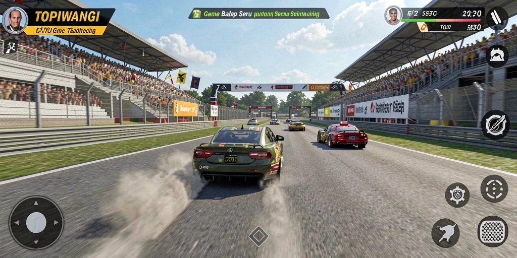 Tampilan gameplay balap mendebarkan di TOPIWANGI.