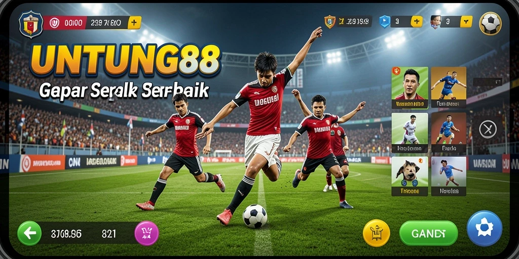Screenshot utama UNTUNG88 menampilkan aksi seru dalam gameplay sepak bola.