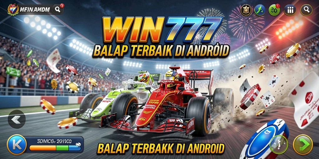 Screenshot gameplay WIN777 menampilkan aksi balap yang mendebarkan dan grafis yang menakjubkan.