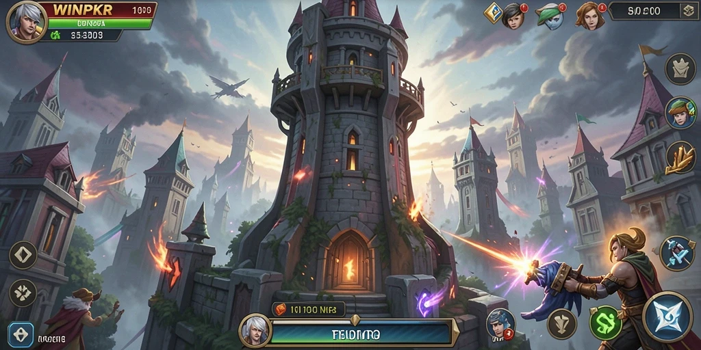Tampilan menarik dan mendetil dari gameplay Tower Defense di WINPKR.